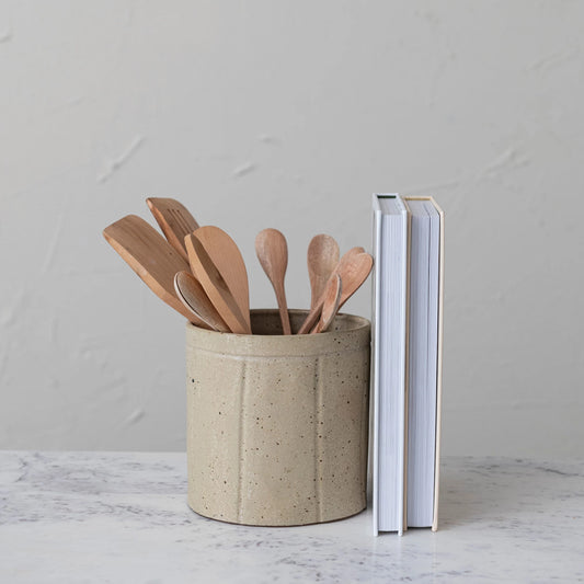 Stoneware Crock with Debossed Lines