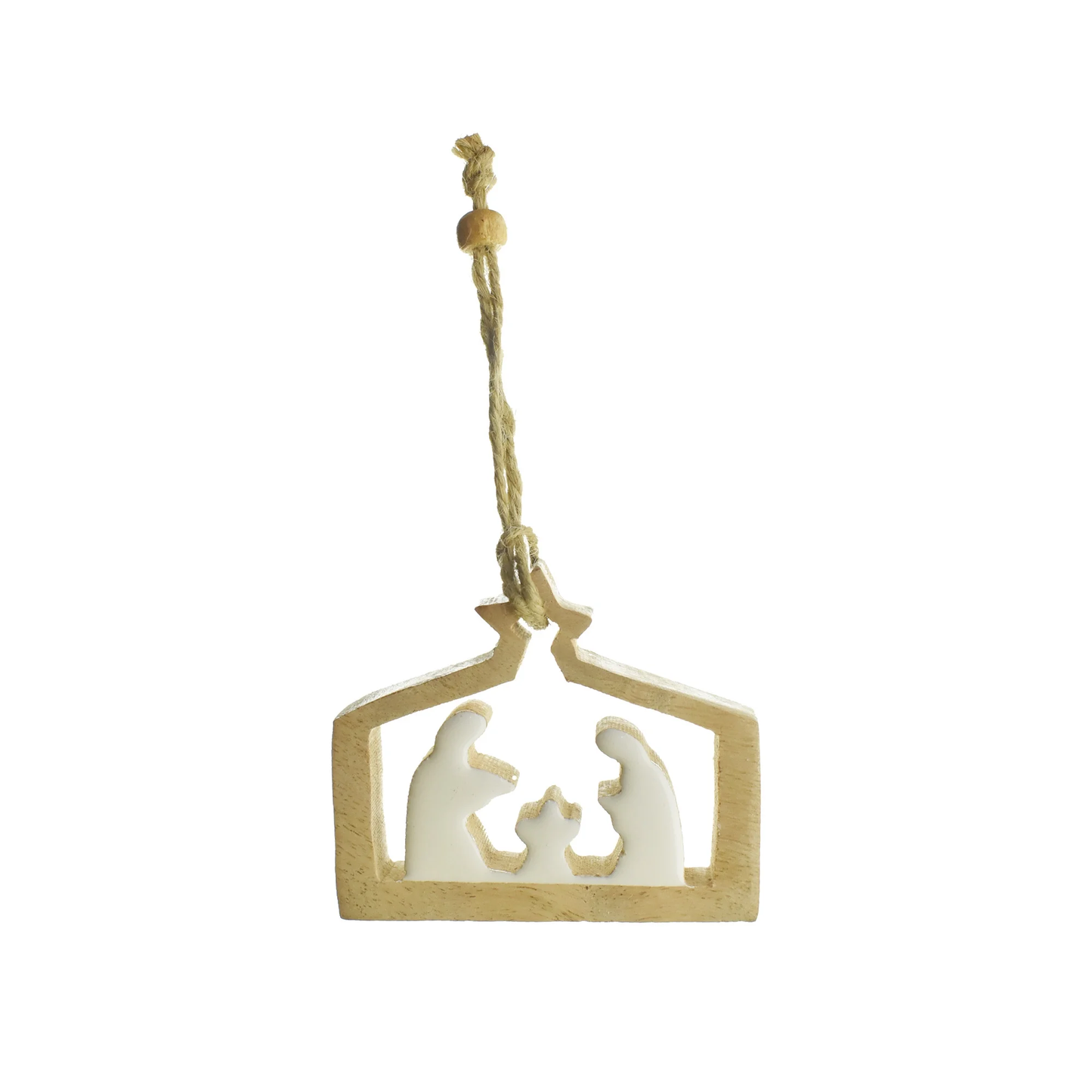 Wood and Enamel Nativity Ornament