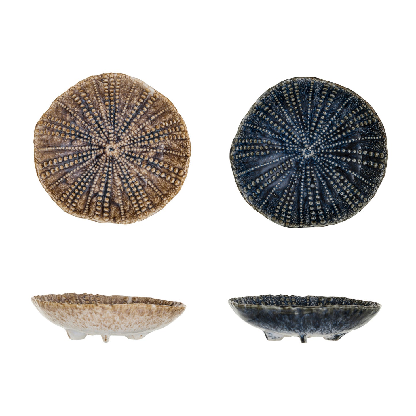 Sea Urchin Shaped Footed Dish with Reactive Glaze