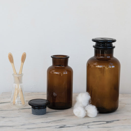 Glass Bottle with Stopper, Brown