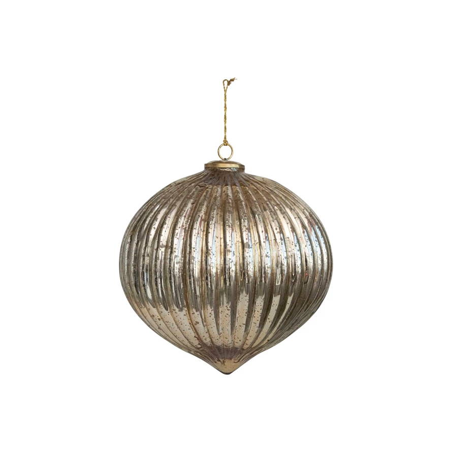 Round Pleated Mercury Glass Ornament