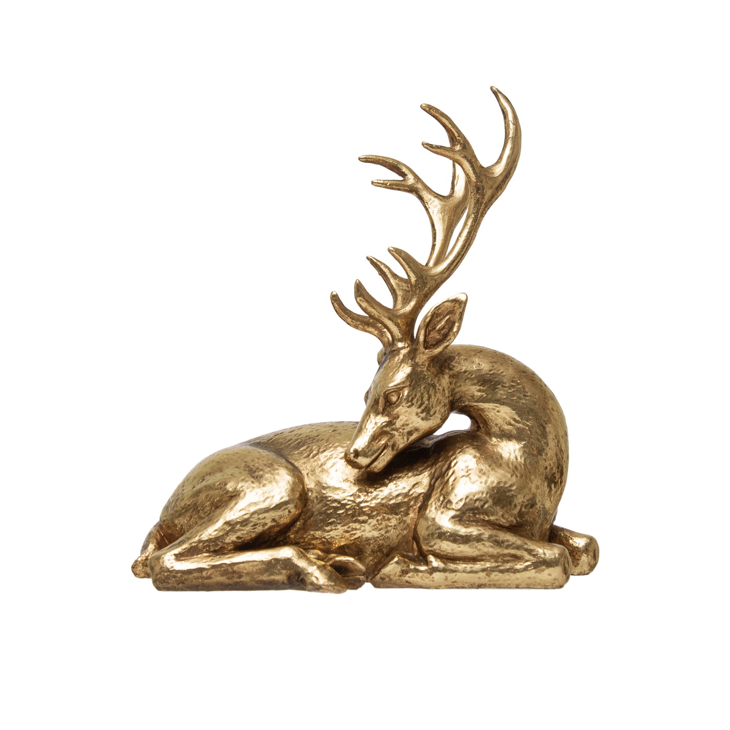 Resin Lying Deer, Gold Finish