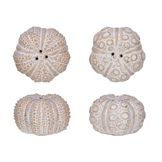 Sea Urchin Shaped Salt & Pepper Shakers, Set of 2 (Each One Will Vary)