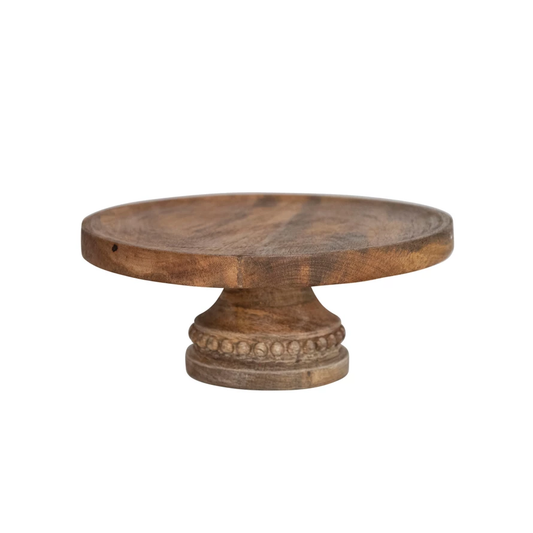 Pedestal w/ Wood Beads, Natural