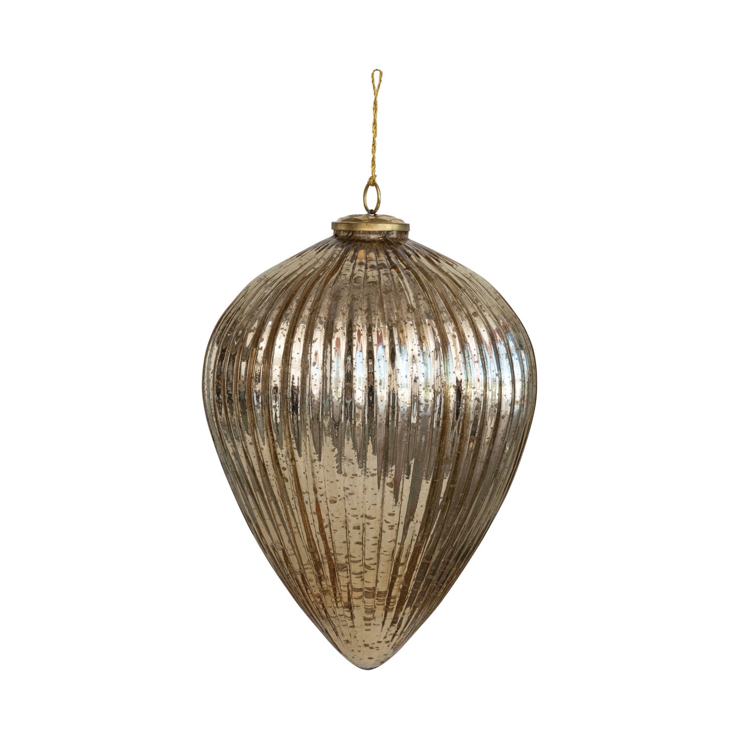 Drop Pleated Mercury Glass Ornament