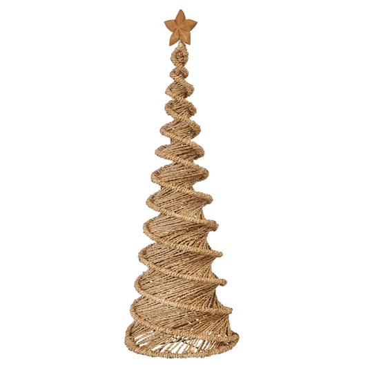 Bankuan Spiral Cone Tree w/ Wood Star, Natural