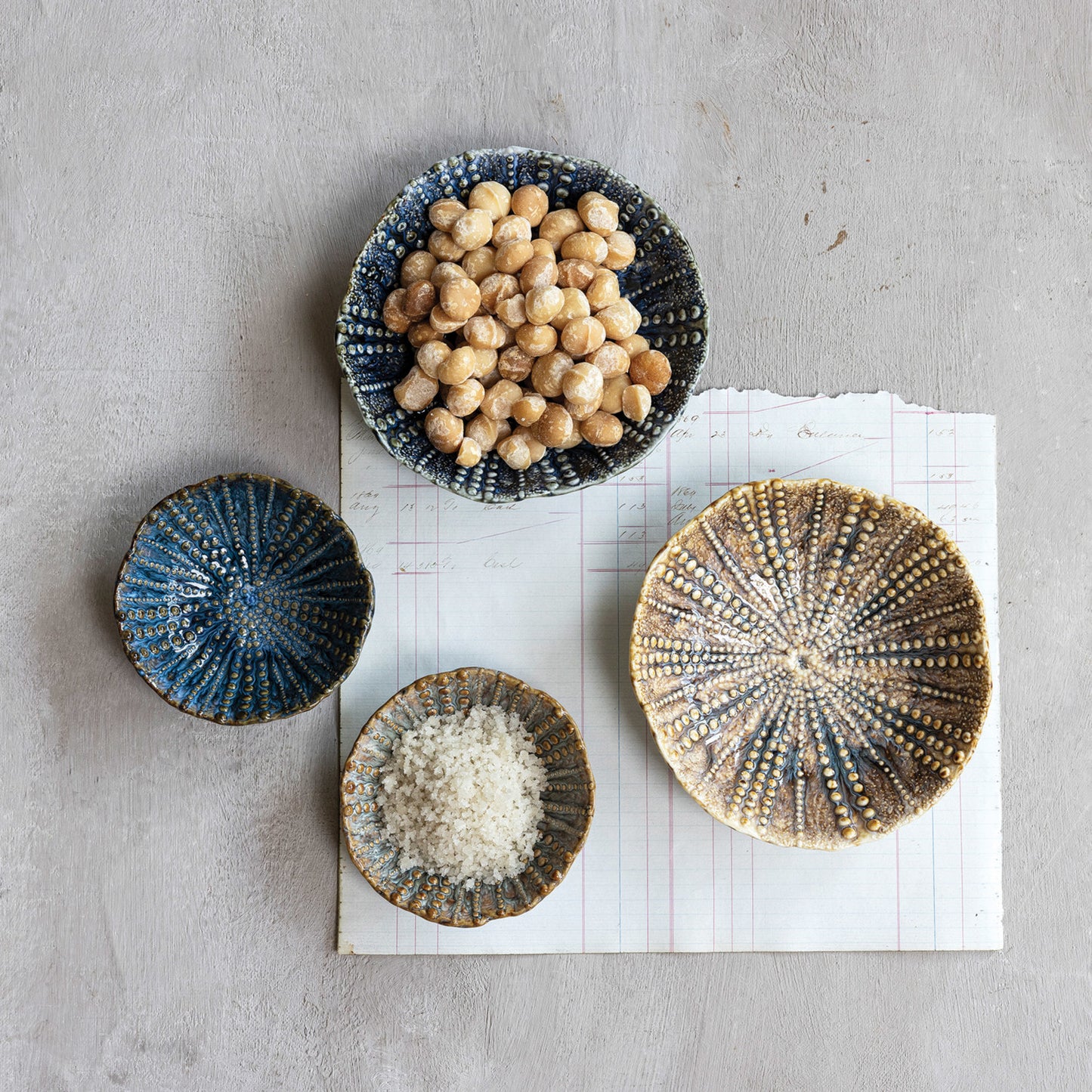 Sea Urchin Shaped Footed Dish with Reactive Glaze