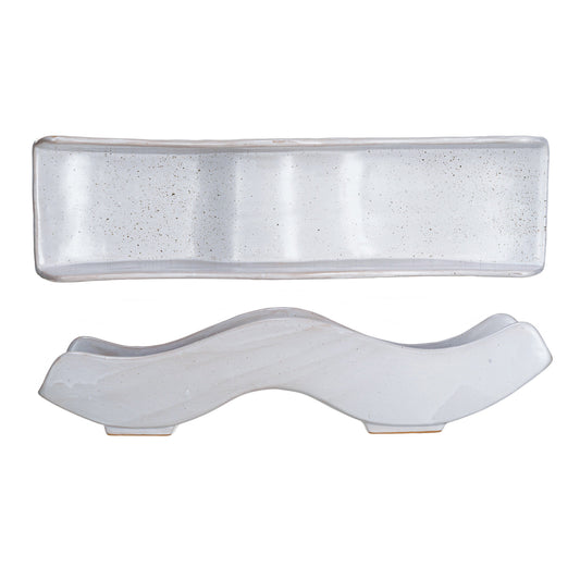 Stoneware Wave Tray with Reactive Glaze