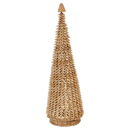 Buri Palm Cone Tree w/ Wood Bead, Natural Hand woven