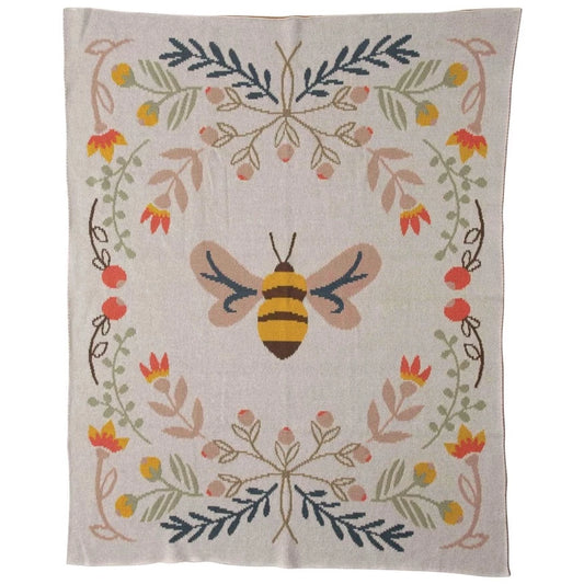 Blanket w/ Bee & Fleurs
