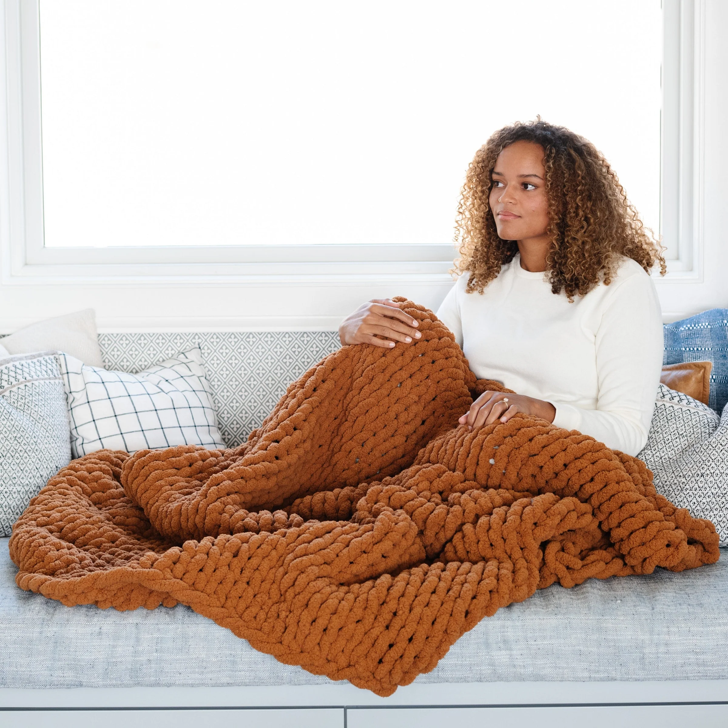Ginger CHUNKY KNIT LARGE THROW BLANKETS
