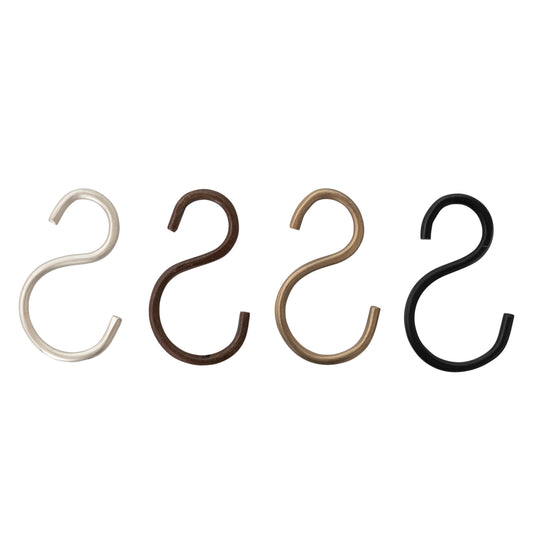 Large Hand-Forged Iron S-Hook, 4 Finishes