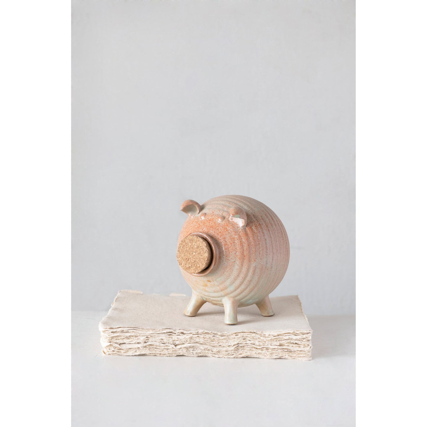 Cork & Stone Piggy Bank Coral