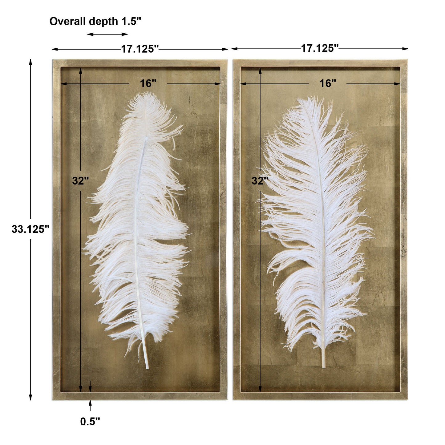 WHITE FEATHERS SHADOW BOXES, S/2